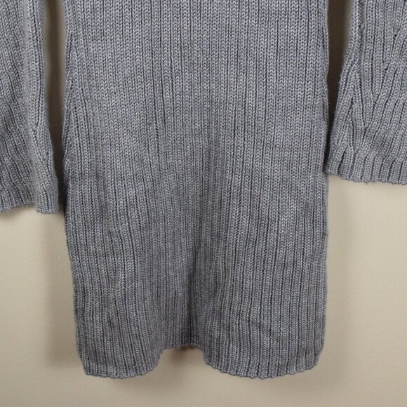 Kenar Wool Blend Grey Asymmetrical Neck Long Button Cardigan Sweater Winter Fall - Picture 11 of 13